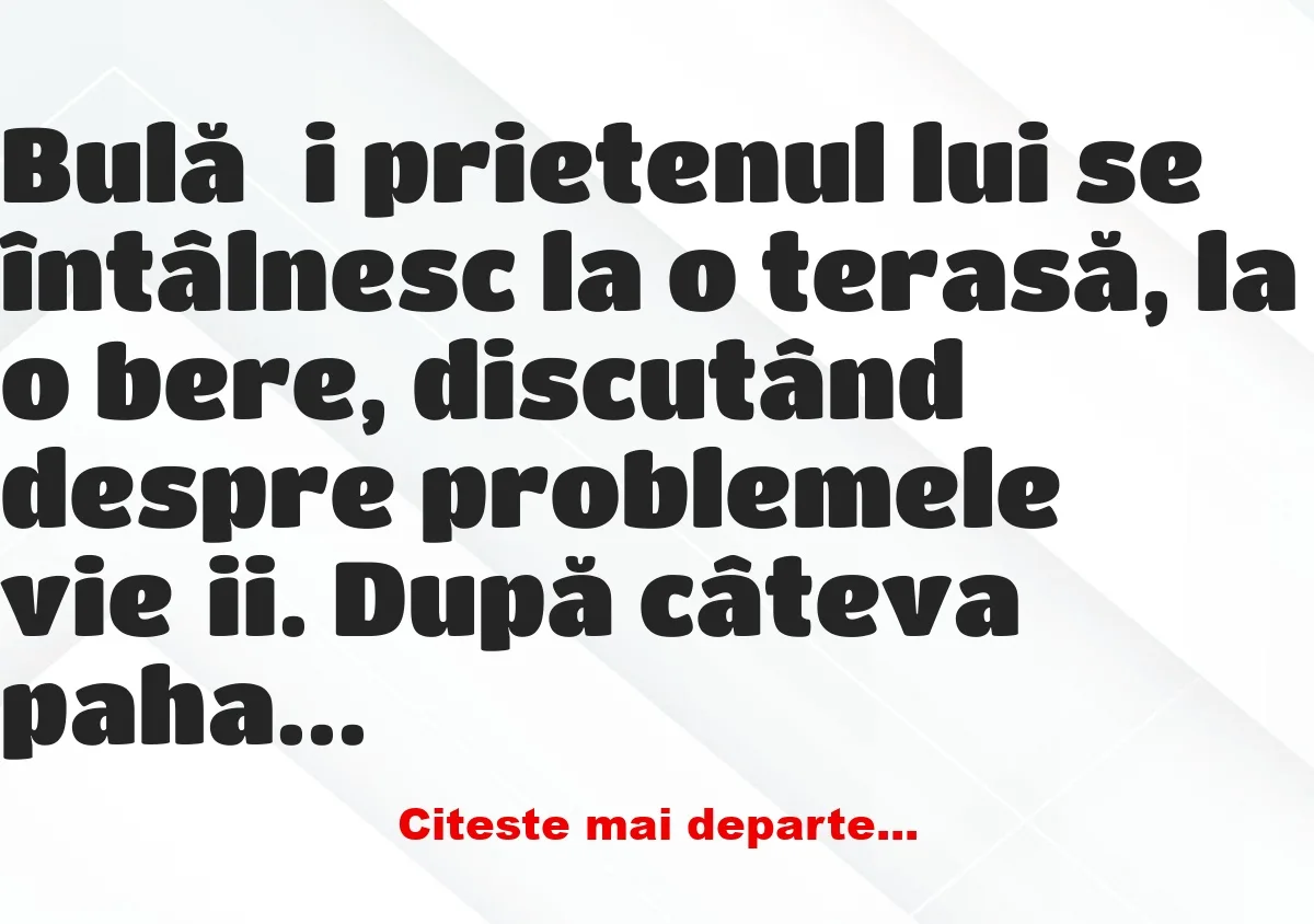 Banc: Bulă și prietenul lui se întâlnesc la o terasă –