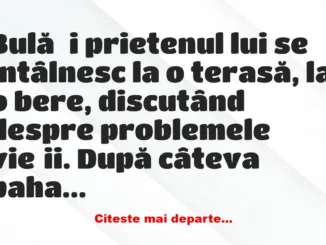 Banc: Bulă și prietenul lui se întâlnesc la o terasă –