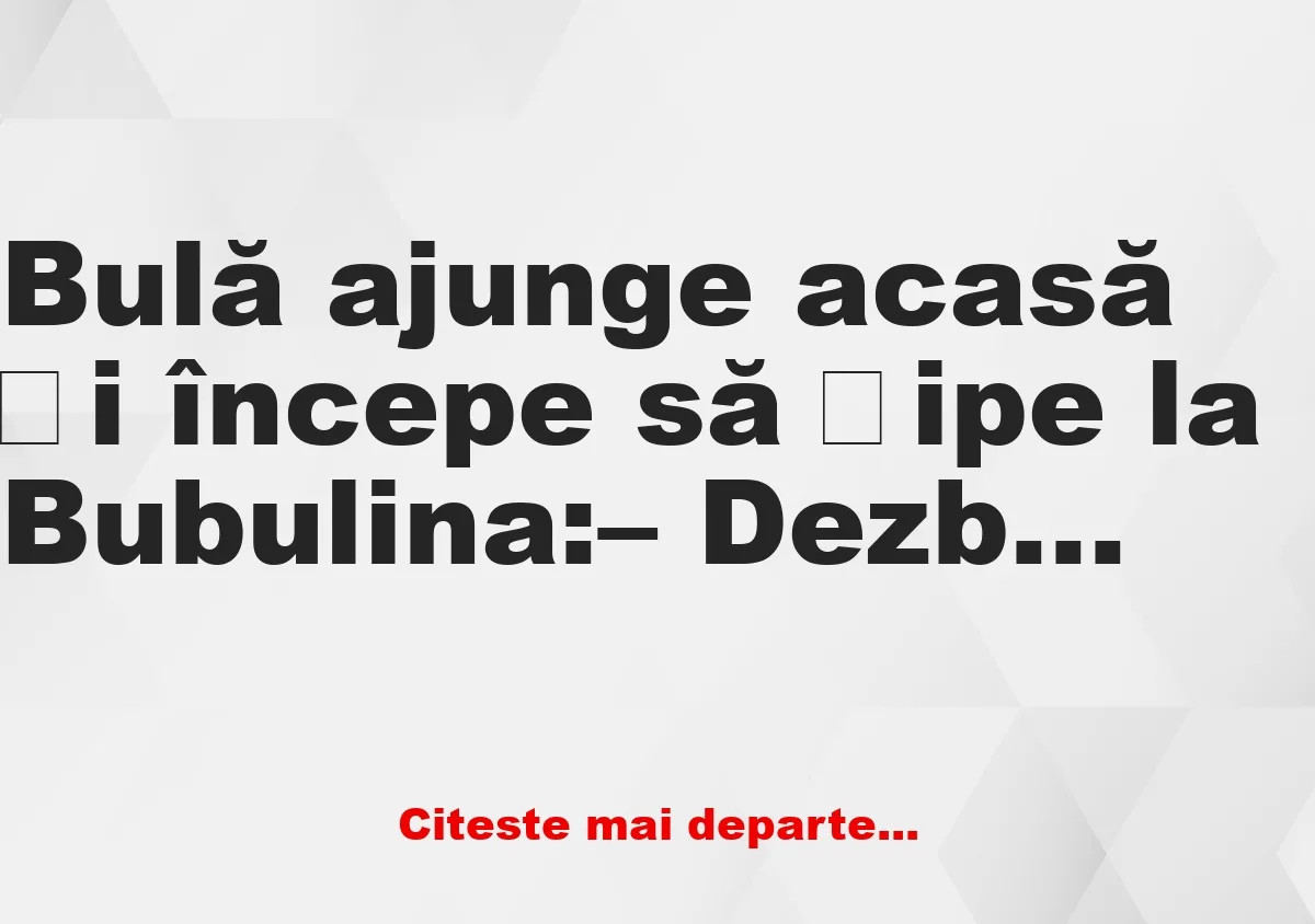 Banc: Bulă țipă la Bubulina: – Dezbracă-te!