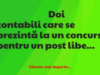 Banc: Doi contabili care se prezintă la un concurs pentru un post liber și…