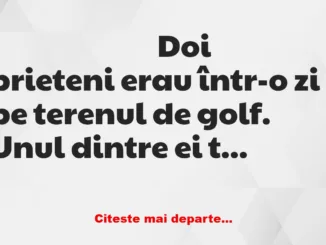 Banc: Doi prieteni erau într-o zi pe terenul de golf. Unul dintre ei tocmai…