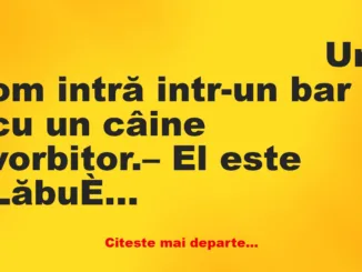 Banc: – El este Lăbuș, câinele vorbitor. Poate să facă orice doriți.