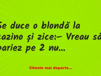 Banc: O blondă intră într-un cazino și pariază pe două numere