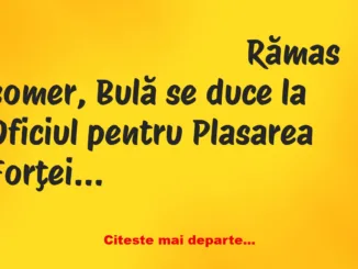 Banc: Rămas șomer, Bulă se duce la Oficiul pentru Plasarea Forţei de Muncă.