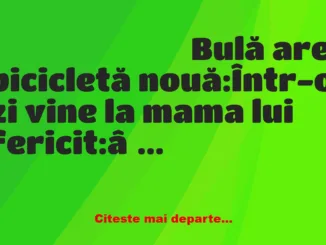 Banc: Bulă, fericit are bicicletă nouă: Ia uite!