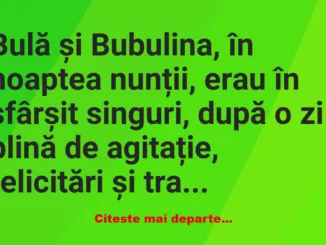 Banc: Bulă și Bubulina, în noaptea nunții –