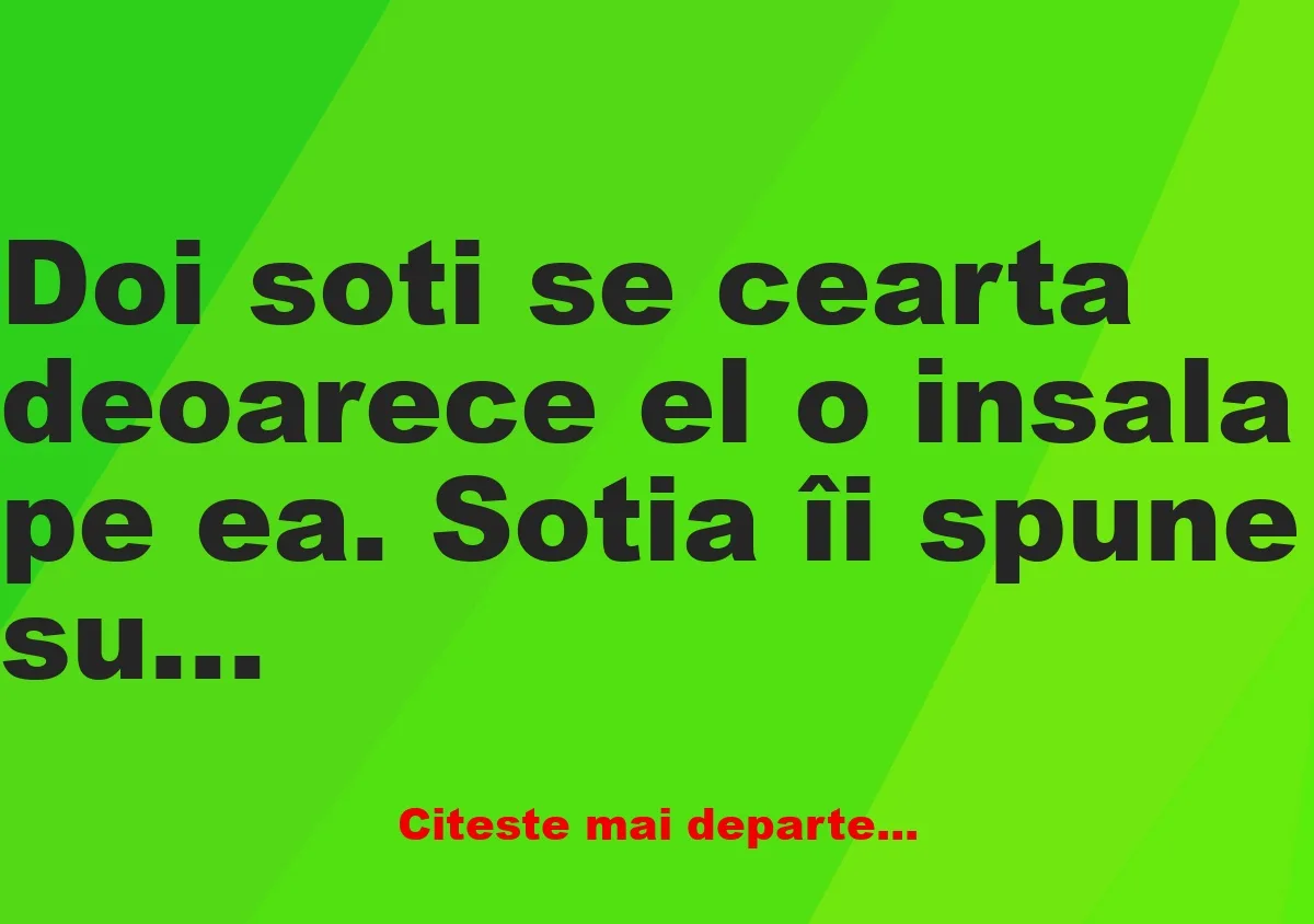 Banc: Doi soți se ceartă deoarece el o înșală