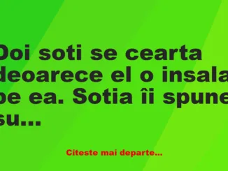 Banc: Doi soți se ceartă deoarece el o înșală