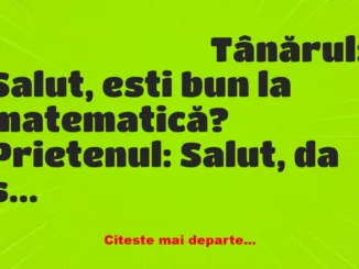 Banc: Tânărul: Salut, esti bun la matematică?