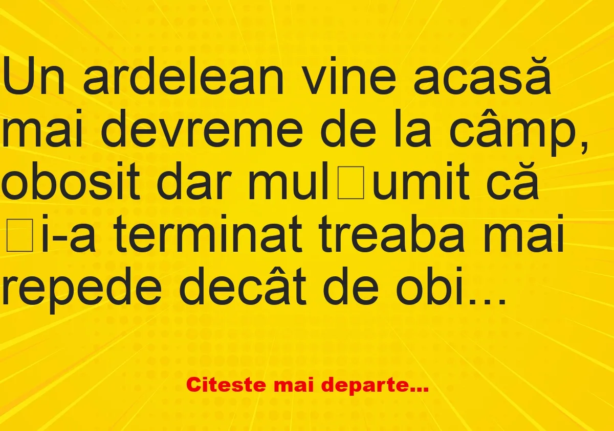 Banc: Un ardelean vine acasă mai devreme –