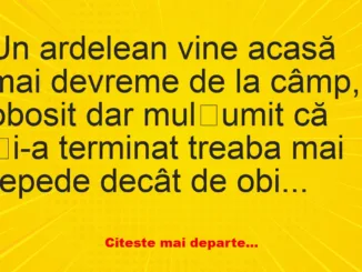 Banc: Un ardelean vine acasă mai devreme –