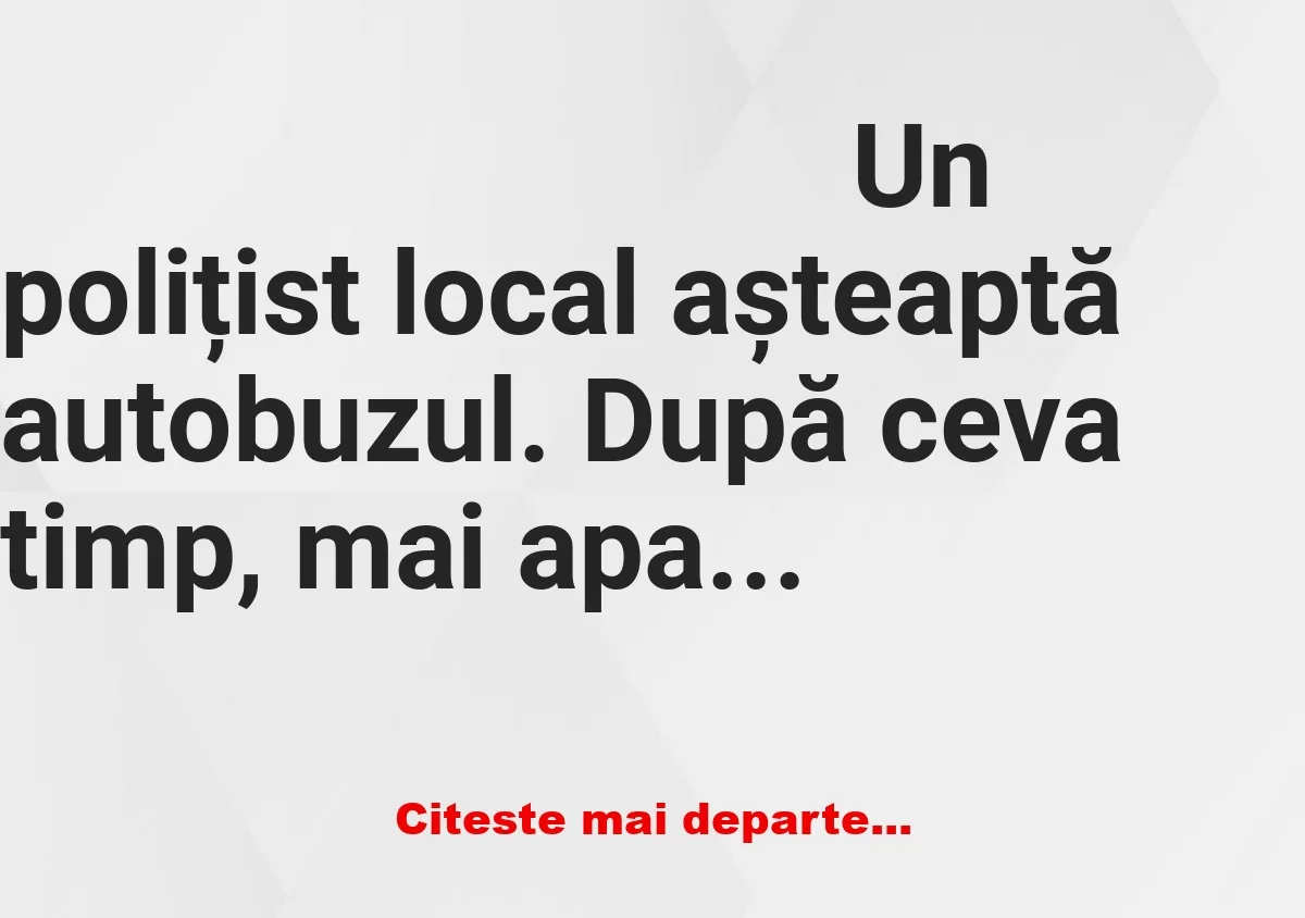 Banc: Un polițist local vrea să ia autobuzul. Așteaptă în stație…