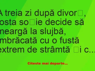 Banc: A treia zi după divorț –