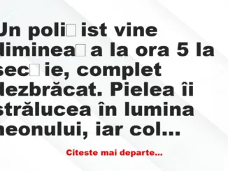 Banc: Un polițist vine la secție, complet dezbrăcat –