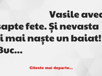 Banc: Vasile avea șapte fete. Și nevasta îi mai naște un baiat!