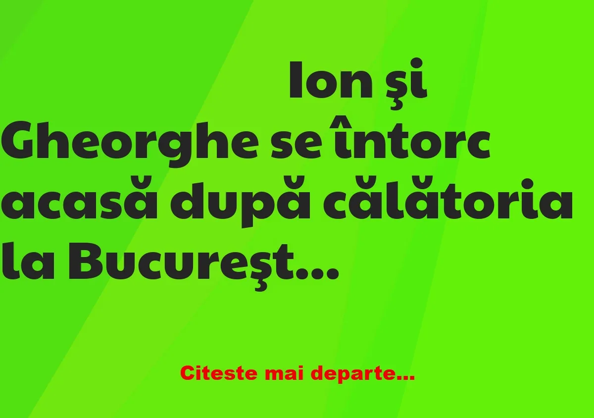 Banc: Ion şi Gheorghe se întorc acasă după călătoria la Bucureşti