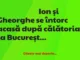 Banc: Ion şi Gheorghe se întorc acasă după călătoria la Bucureşti